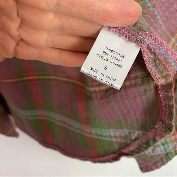 Ellison Plaid Draped Front Half Sleeve Cardigan Blouse Size Small Oversized - Picture 9 of 9